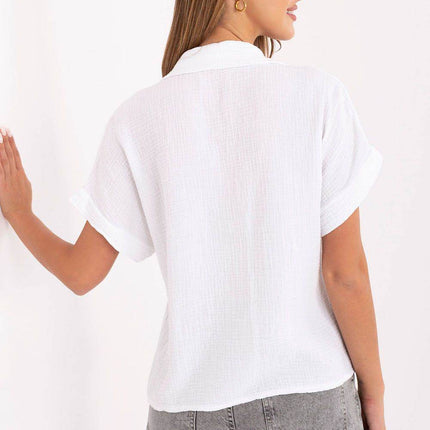 Casual Muslin Cotton Shirt – Short Sleeve, Chest Pocket & Button-Up Design - MimiStylez
