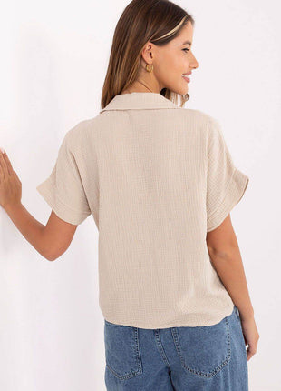 Casual Muslin Cotton Shirt – Short Sleeve, Chest Pocket & Button-Up Design - MimiStylez