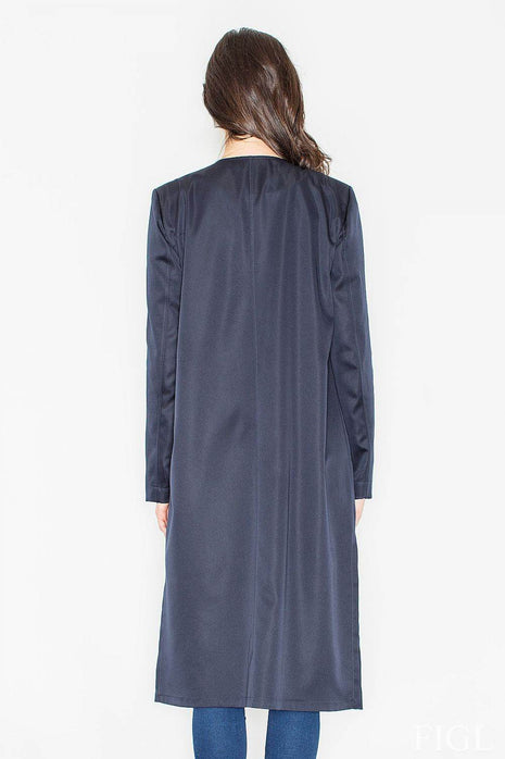 Elegant Long Knit Coat with Waist Tie & Side Pockets – Open Front - MimiStylez