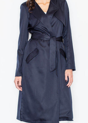 Elegant Long Knit Coat with Waist Tie & Side Pockets – Open Front - MimiStylez