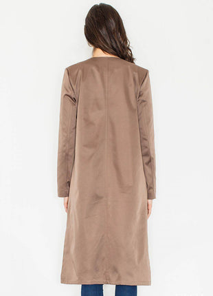 Elegant Long Knit Coat with Waist Tie & Side Pockets – Open Front - MimiStylez