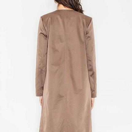 Elegant Long Knit Coat with Waist Tie & Side Pockets – Open Front - MimiStylez