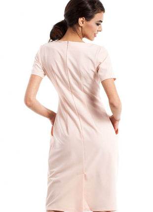 Draped Sweetheart Neckline Dress with Short Sleeves and Side Pockets - MimiStylez