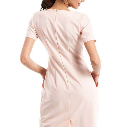 Draped Sweetheart Neckline Dress with Short Sleeves and Side Pockets - MimiStylez