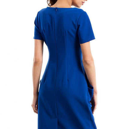 Draped Sweetheart Neckline Dress with Short Sleeves and Side Pockets - MimiStylez