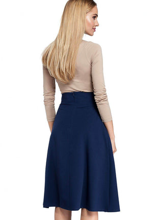 Pleated Knee-Length Skirt with Side Pockets and Flared Silhouette - MimiStylez