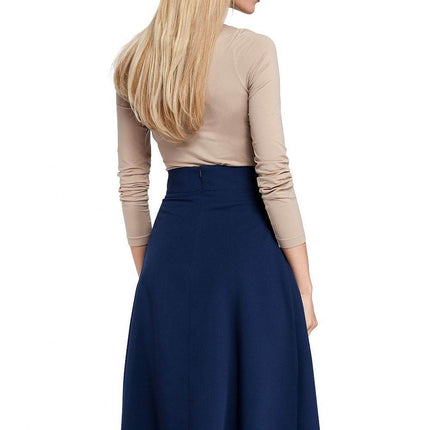 Pleated Knee-Length Skirt with Side Pockets and Flared Silhouette - MimiStylez