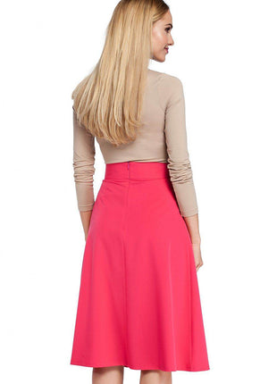 Pleated Knee-Length Skirt with Side Pockets and Flared Silhouette - MimiStylez