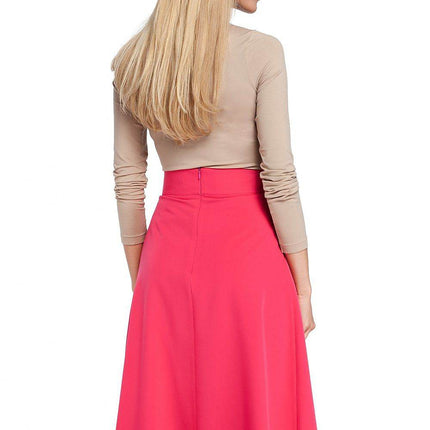 Pleated Knee-Length Skirt with Side Pockets and Flared Silhouette - MimiStylez