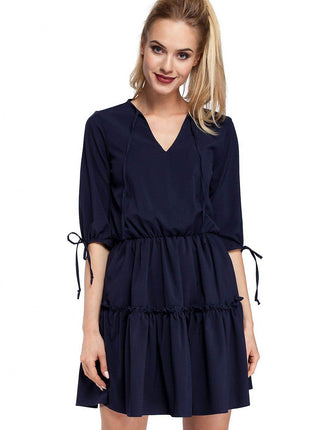Boho Ruffle Dress with Neck and Sleeve Ties – Airy & Effortlessly Chic - MimiStylez