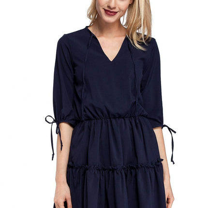 Boho Ruffle Dress with Neck and Sleeve Ties – Airy & Effortlessly Chic - MimiStylez
