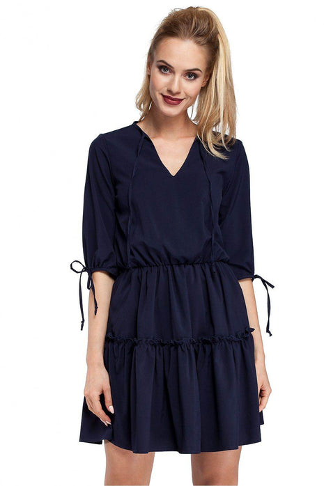 Boho Ruffle Dress with Neck and Sleeve Ties – Airy & Effortlessly Chic - MimiStylez