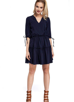 Boho Ruffle Dress with Neck and Sleeve Ties – Airy & Effortlessly Chic - MimiStylez