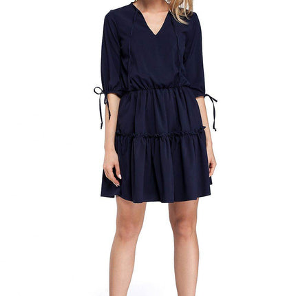 Boho Ruffle Dress with Neck and Sleeve Ties – Airy & Effortlessly Chic - MimiStylez