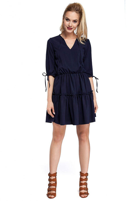 Boho Ruffle Dress with Neck and Sleeve Ties – Airy & Effortlessly Chic - MimiStylez