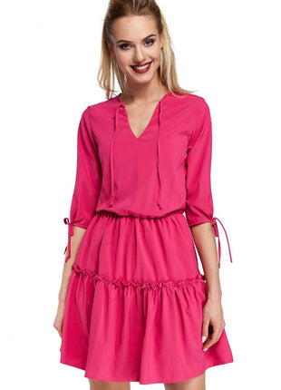 Boho Ruffle Dress with Neck and Sleeve Ties – Airy & Effortlessly Chic - MimiStylez