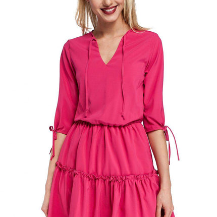 Boho Ruffle Dress with Neck and Sleeve Ties – Airy & Effortlessly Chic - MimiStylez