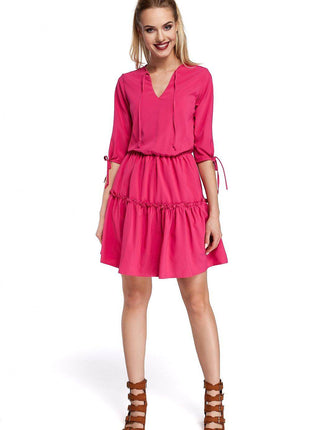 Boho Ruffle Dress with Neck and Sleeve Ties – Airy & Effortlessly Chic - MimiStylez
