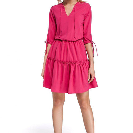 Boho Ruffle Dress with Neck and Sleeve Ties – Airy & Effortlessly Chic - MimiStylez