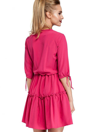 Boho Ruffle Dress with Neck and Sleeve Ties – Airy & Effortlessly Chic - MimiStylez