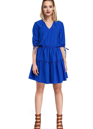 Boho Ruffle Dress with Neck and Sleeve Ties – Airy & Effortlessly Chic - MimiStylez