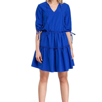 Boho Ruffle Dress with Neck and Sleeve Ties – Airy & Effortlessly Chic - MimiStylez
