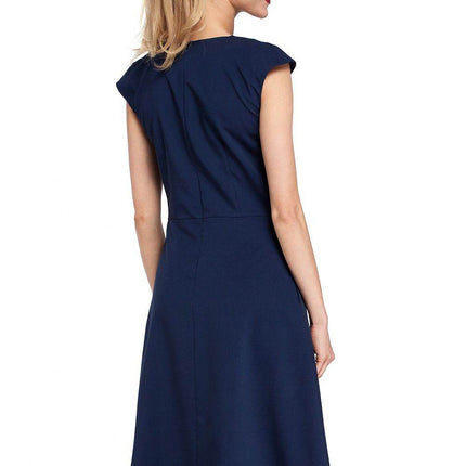 Classic Midi Dress with Fitted Top, Mini Sleeves & Contrasting Pleat Skirt - MimiStylez