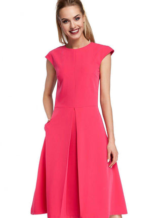 Classic Midi Dress with Fitted Top, Mini Sleeves & Contrasting Pleat Skirt - MimiStylez