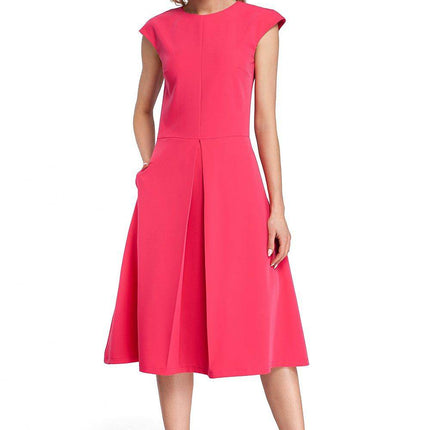 Classic Midi Dress with Fitted Top, Mini Sleeves & Contrasting Pleat Skirt - MimiStylez