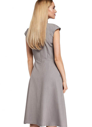 Classic Midi Dress with Fitted Top, Mini Sleeves & Contrasting Pleat Skirt - MimiStylez
