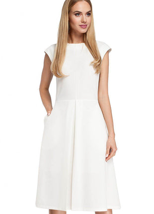 Classic Midi Dress with Fitted Top, Mini Sleeves & Contrasting Pleat Skirt - MimiStylez