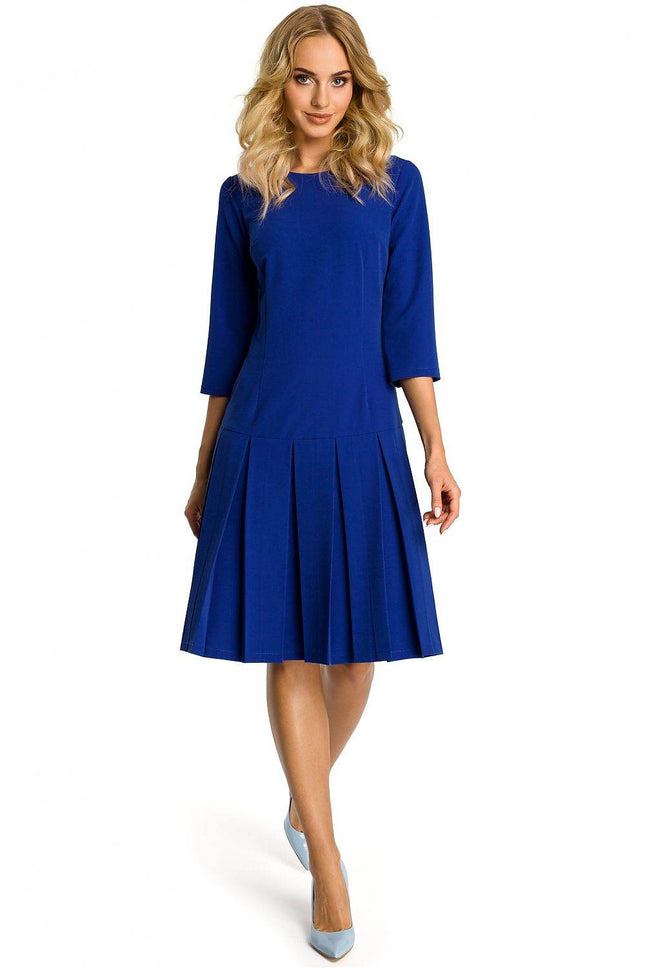 Short-Sleeve Dress with Dropped Waist and Contrasting Ruffles - MimiStylez