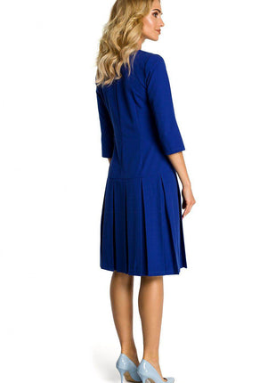 Short-Sleeve Dress with Dropped Waist and Contrasting Ruffles - MimiStylez