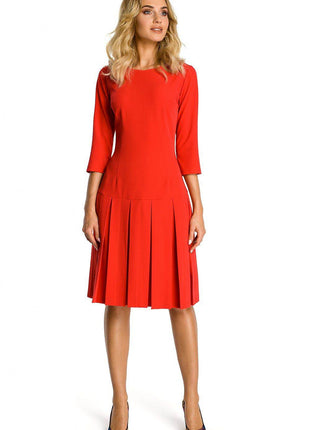 Short-Sleeve Dress with Dropped Waist and Contrasting Ruffles - MimiStylez