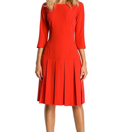 Short-Sleeve Dress with Dropped Waist and Contrasting Ruffles - MimiStylez