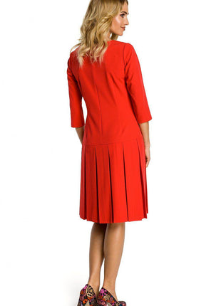 Short-Sleeve Dress with Dropped Waist and Contrasting Ruffles - MimiStylez