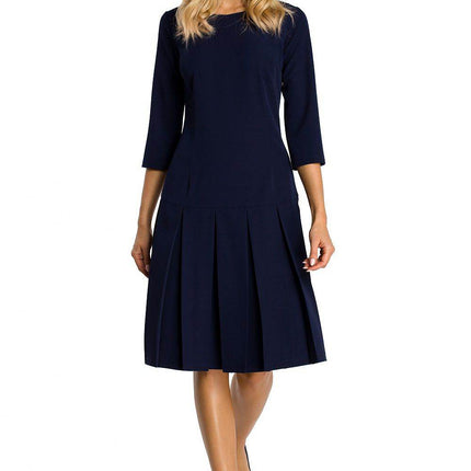 Short-Sleeve Dress with Dropped Waist and Contrasting Ruffles - MimiStylez