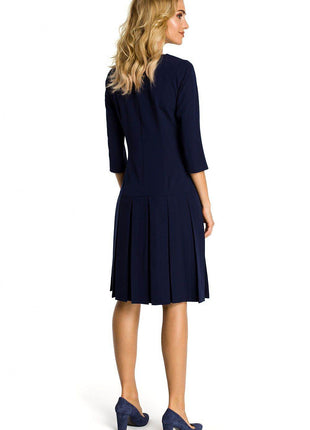 Short-Sleeve Dress with Dropped Waist and Contrasting Ruffles - MimiStylez