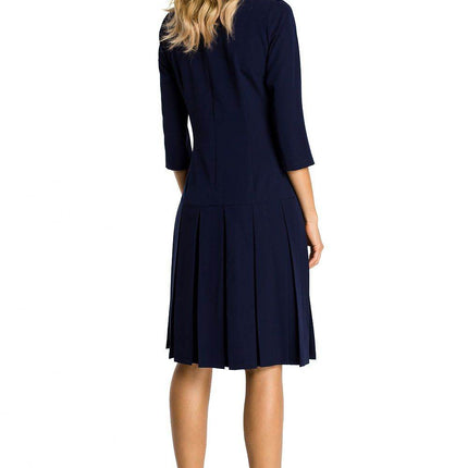 Short-Sleeve Dress with Dropped Waist and Contrasting Ruffles - MimiStylez