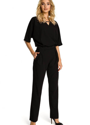 Casual-Elegant Jumpsuit with Loose Top and Straight Legs - MimiStylez