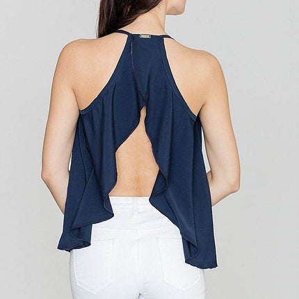 Loose-Fit Summer Blouse with Frilled Back & Bust Creases - MimiStylez
