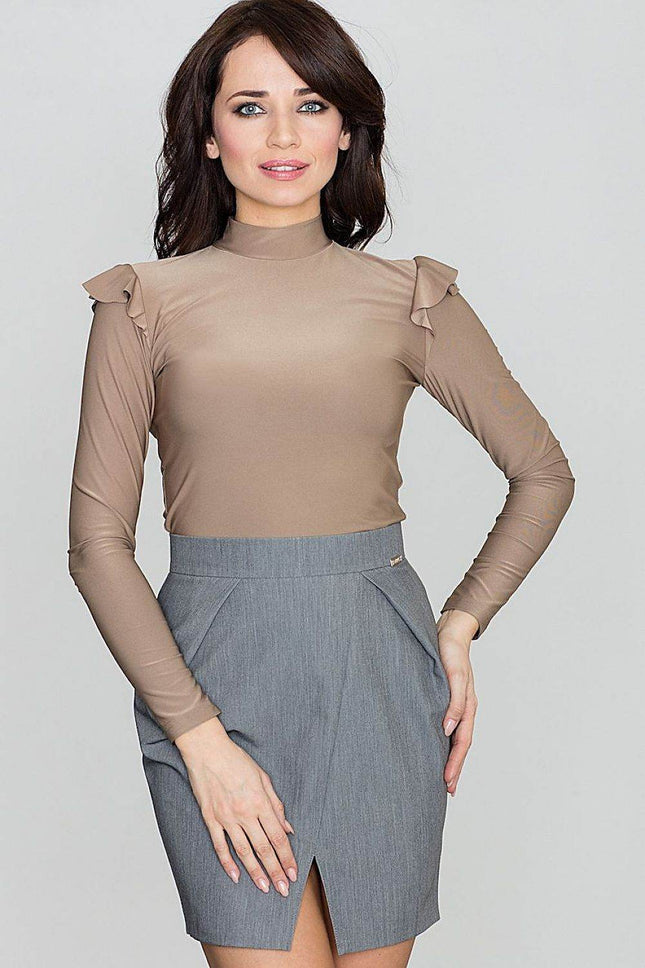 Asymmetric Pencil Skirt with Front Slit & Belted Waist - MimiStylez