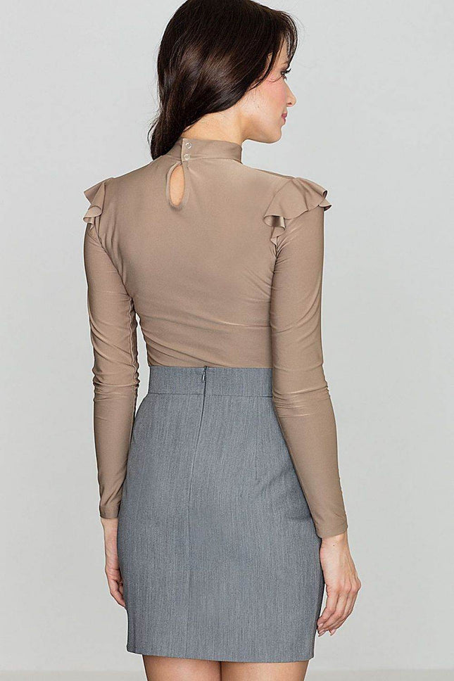Asymmetric Pencil Skirt with Front Slit & Belted Waist - MimiStylez