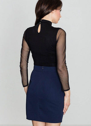Asymmetric Pencil Skirt with Front Slit & Belted Waist - MimiStylez