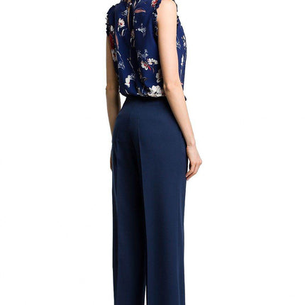 Wide-Leg Trousers with Side Pockets and Front Zip Closure - MimiStylez