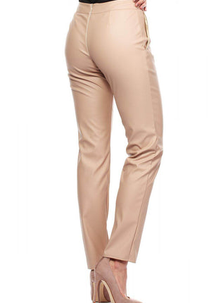 Eco-Leather Tube Pants with Straight Legs and Back Zip - MimiStylez