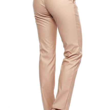Eco-Leather Tube Pants with Straight Legs and Back Zip - MimiStylez