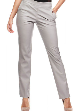 Eco-Leather Tube Pants with Straight Legs and Back Zip - MimiStylez