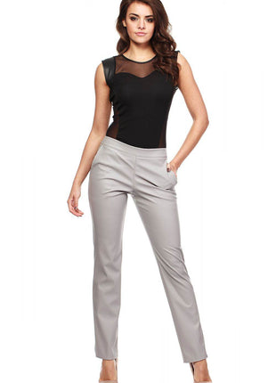 Eco-Leather Tube Pants with Straight Legs and Back Zip - MimiStylez