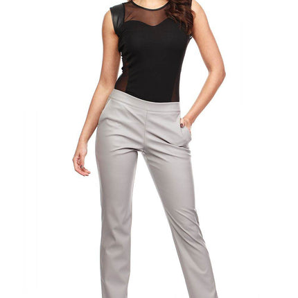 Eco-Leather Tube Pants with Straight Legs and Back Zip - MimiStylez